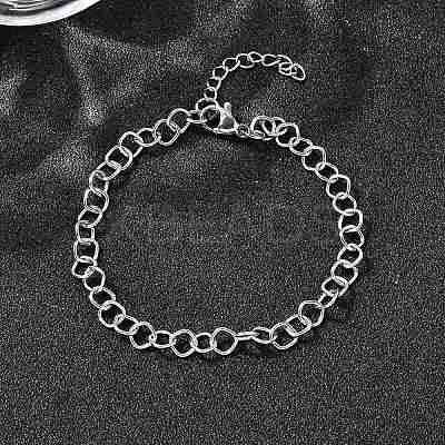 304 Stainless Steel Link Chain Bracelets for Women Men BJEW-A050-02P-1