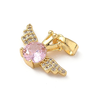 Brass Micro Pave Cubic Zirconia Pendants KK-P334-02G-01-1