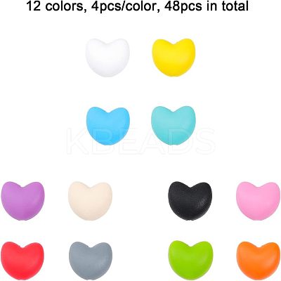 48Pcs 12 Colors Food Grade Eco-Friendly Silicone Focal Beads SIL-CA0001-43-1