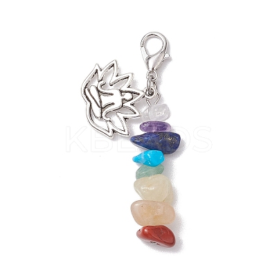 Chakra Natural & Synthetic Mixed Gemstone Pendant Decorations HJEW-JM02101-1