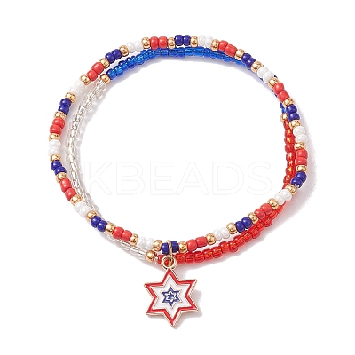 Glass Seed Beaded Stretch Bracelet BJEW-MZ00054-03-1