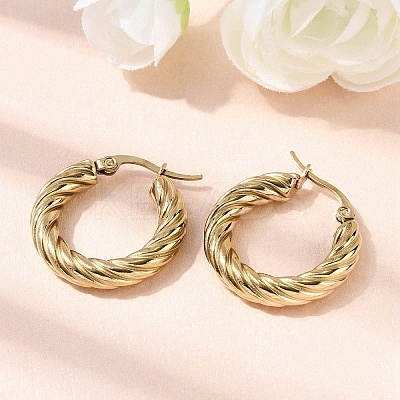 304 Stainless Steel Twist Ring Hoop Earrings EJEW-Z146-01G-04-1