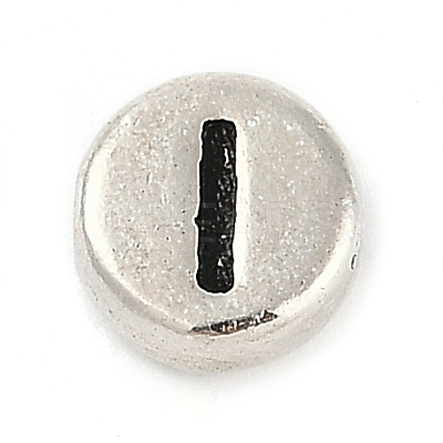 925 Sterling Silver Flat Round with Letter Beads STER-G044-01AS-I-1