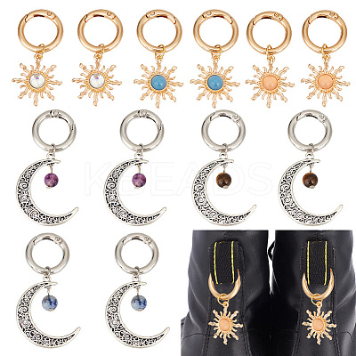 12Pcs 6 Styles Sun & Moon Alloy Shoe Charms HJEW-DR00003-1