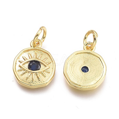 Brass Micro Pave Cubic Zirconia Pendants KK-P187-17B-G-1