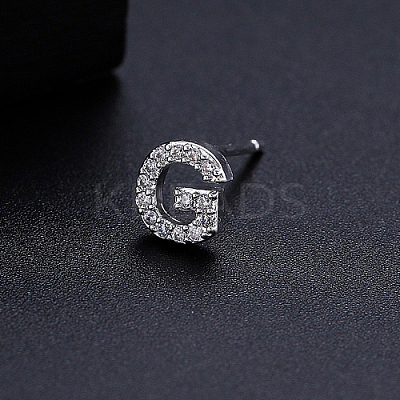 Platinum Brass Micro Pave Cubic Zirconia Stud Earrings XI6969-7-1