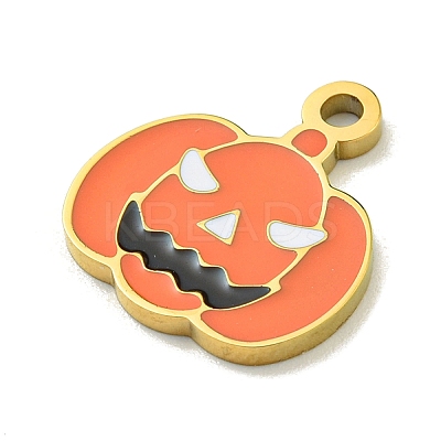 Halloween Theme Ion Plating(IP) 304 Stainless Steel Enamel Charms STAS-M011-03G-1