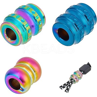 3Pcs 3 Style Outdoor EDC Tool Titanium Alloy Parachute Rope European Beads FIND-NB0004-97A-1
