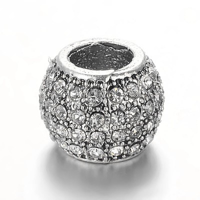 Antique Silver Plated Alloy Rhinestone European Beads X-CPDL-E036-E03-1