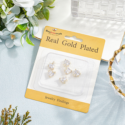 6Pcs Brass Micro Pave Cubic Zirconia Pendants KK-BBC0020-46-1