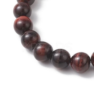 Natural Tiger Eye Round Beads Stretch Bracelets BJEW-JB13370-01-1