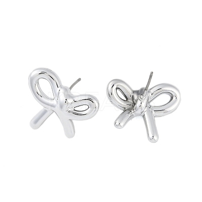 Bowknot CCB Plastic Stud Earrings for Women EJEW-Q382-07P-1