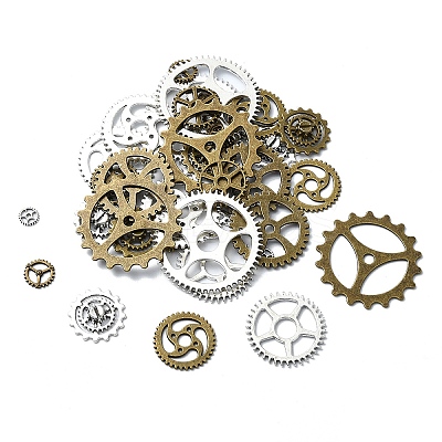 36Pcs 12 Styles Tibetan Style Alloy Steampunk Pendants TIBEP-YW0001-89-1