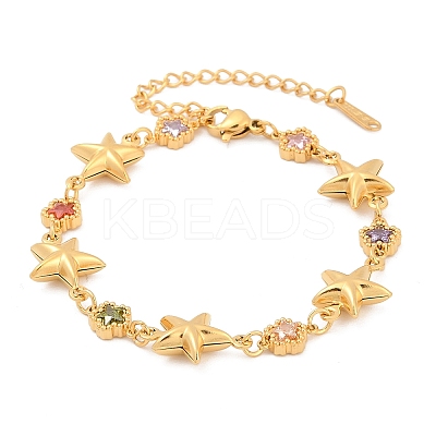 304 Stainless Steel Link  Bracelets for Women BJEW-U026-02B-G-1