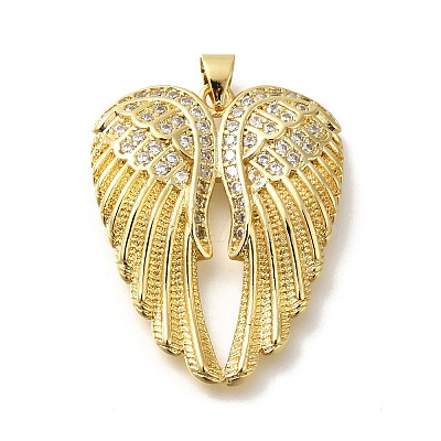 Rack Plating Brass with Cubic Zirconia Pendants KK-Z086-14G-01-1