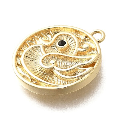 Brass Micro Pave Cubic Zirconia Pendants KK-Q035-16B-G-1