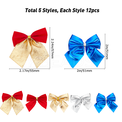 5Cards 5 Colors Velvet Bowknot Ribbon DIY-GF0003-47-1