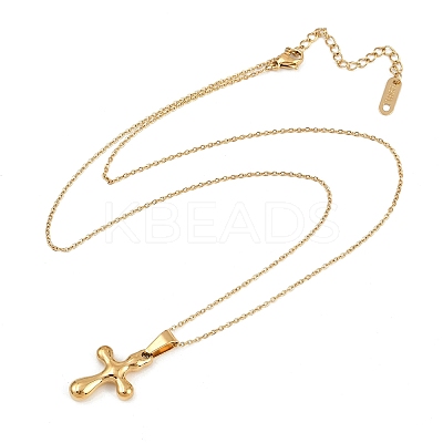 304 Stainless Steel Religion Cross Pendant Necklaces for Women NJEW-G176-02G-1