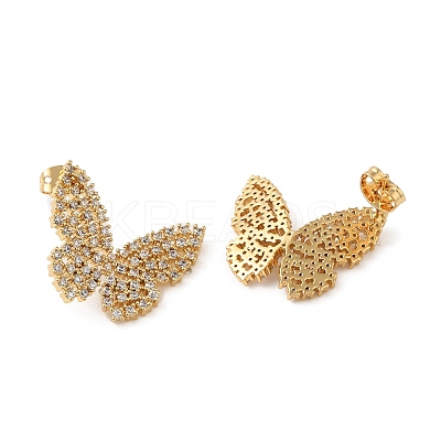 Butterfly Rack Plating Brass Stud Earrings EJEW-A027-05G-1