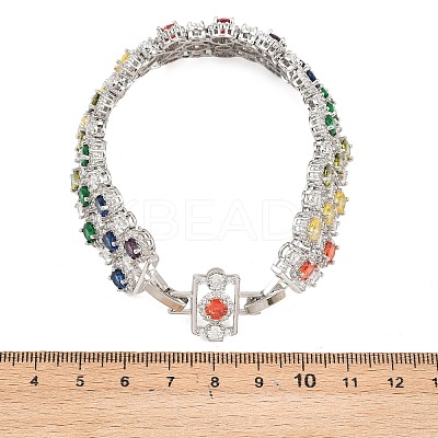 Platinum Tone Brass Micro Pave Cubic Zirconia Tennis Bracelets BJEW-B160-11P-1