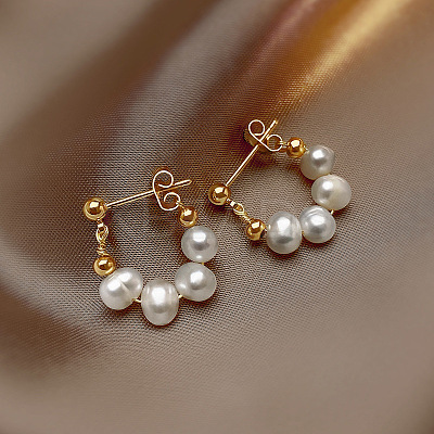 Alloy Plastic Imitation Pearl Round Hoop Earrings FS-WG1FEF0-01-1