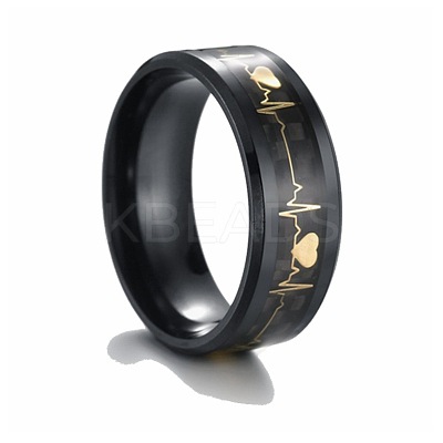 Valentine's Day 304 Stainless Steel Heartbeat Couple Rings PW-WG1AF21-06-1