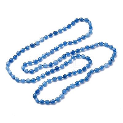 Natural Dyed Malaysia Jade Tumble Stone Nuggets Beaded Long Necklaces for Women NJEW-F340-A06-1