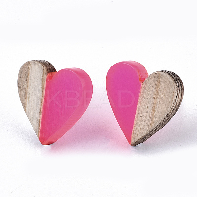 Transparent Resin & Wood Stud Earrings LS-EJEW-N017-002A-D06-1