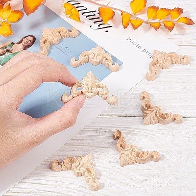 24Pcs Rubber Wood Carved Onlay Applique WOOD-FH0001-86-1