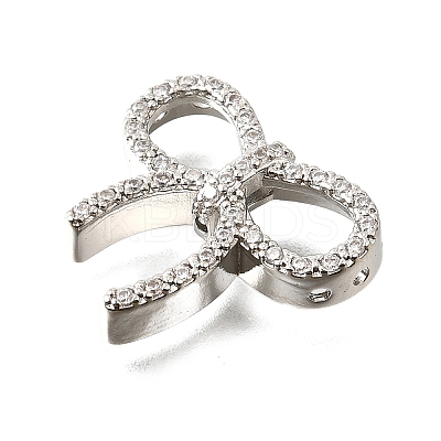 Brass Micro Pave Clear Cubic Zirconia Bowknot Multi-Strand Links KK-V008-27P-1