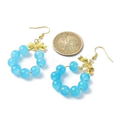 Imitation Jade Glass Beaded Ring Dangle Earrings EJEW-JE05567-01-1