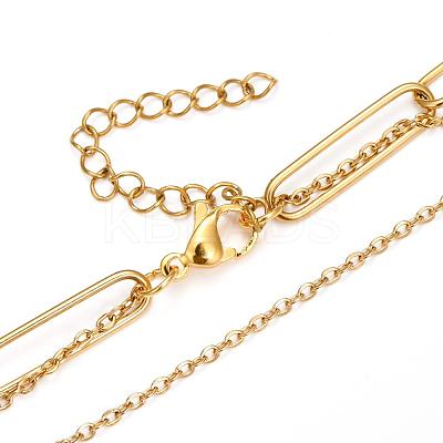 304 Stainless Steel Double Layer Necklaces NJEW-M183-01G-1