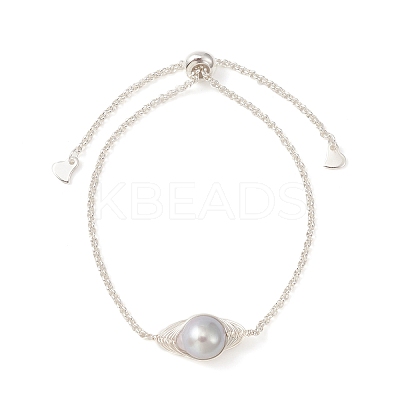Natural Pearl Link Slider Bracelet BJEW-JB09449-02-1