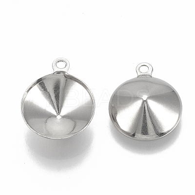 Tarnish Resistant 201 Stainless Steel Pendant Rhinestone Settings X-STAS-S057-41A-1