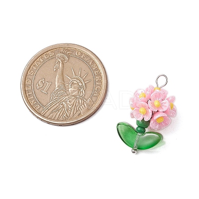 Glass Seed Beaded Flower Pendants PALLOY-MZ00521-1