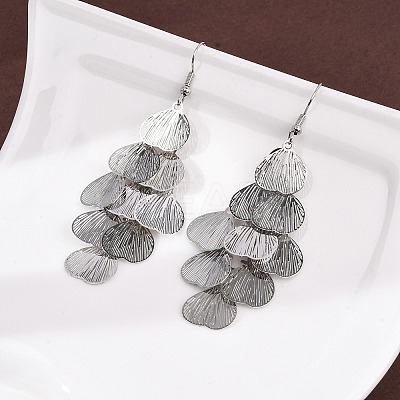 430 Stainless Steel Heart Dangle Earrings EJEW-A137-09P-1