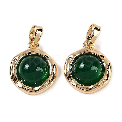 Natural Green Onyx Agate(Dyed & Heated) Pendants KK-P283-53G-02-1
