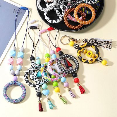 5Pcs Ring Food Grade Eco-Friendly Silicone Focal Beads JX894H-1