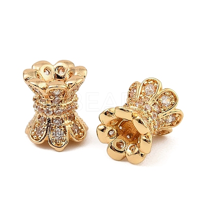 Brass Micro Pave Cubic Zirconia Beads KK-K374-21G-1