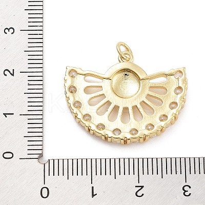 Fan Shaped Rack Plating Brass Micro Pave Cubic Zirconia Pendants X-KK-G512-28B-G-1