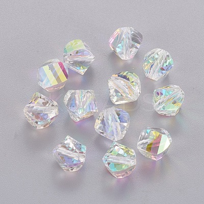 Faceted Electroplate K9 Glass Rhinestone Beads RGLA-F061-001AB-1