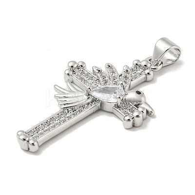 Rack Plating Brass Micro Pave Cubic Zirconia Pendants KK-F869-13P-1