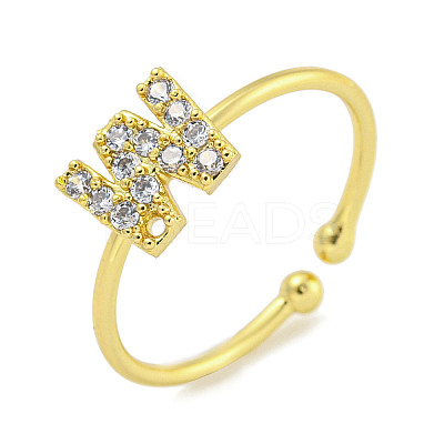 Rack Plating Brass Open Cuff Rings for Women RJEW-F162-02G-W-1