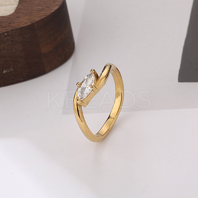 304 Stainless Steel & Cubic Zirconia Finger Rings for Women WG54E70-01-1