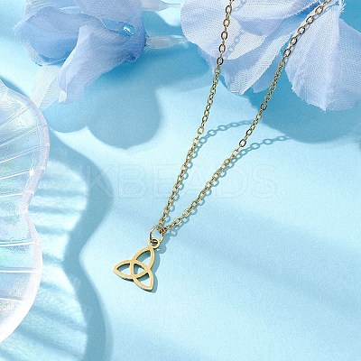 Trinity Knot/Triquetra 304 Stainless Steel Pendant Necklaces NJEW-JN04882-01-1
