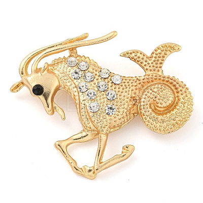 Golden Zinc Alloy with Rhinestone Brooches LS-JEWB-B018-03G-10-1