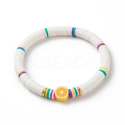 Handmade Polymer Clay Heishi Surfer Stretch Bracelet BJEW-JB08903-1
