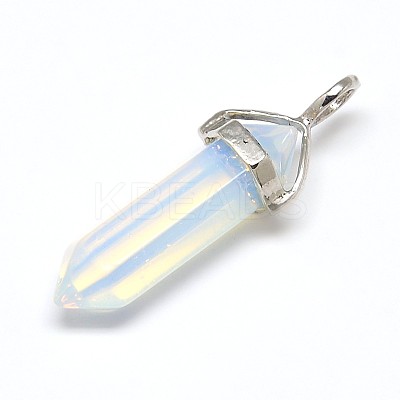 Faceted Bullet Opalite Double Terminated Pointed Pendants X-G-J261-B12-1