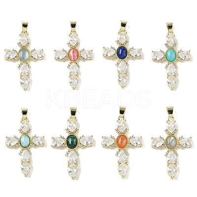 Natural Mixed Gemstone Pendants G-P585-04G-1