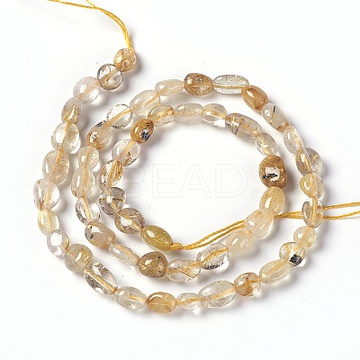 Natural Gold Rutilated Quartz Beads Strands G-L493-15-1